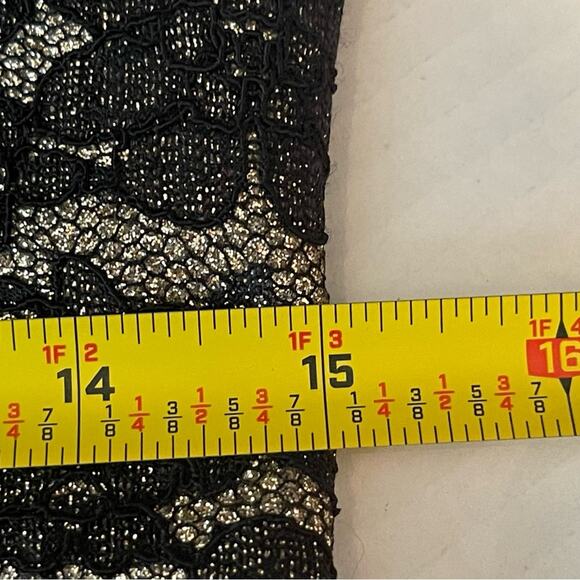 Eliza J Sheer Metallic Black Gold Lace Glam Party Event Dress NWOT Size 8 - Picture 12 of 14